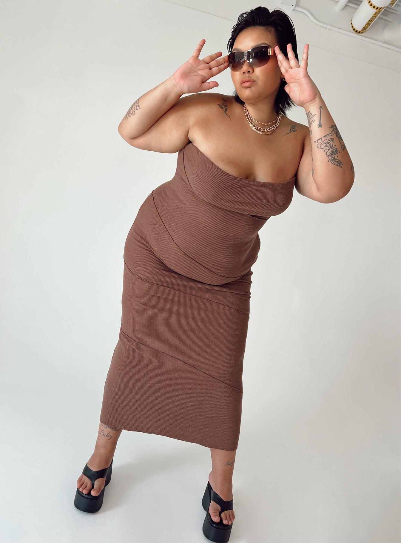 Oscar Midi Dress Brown Curve - Image 6