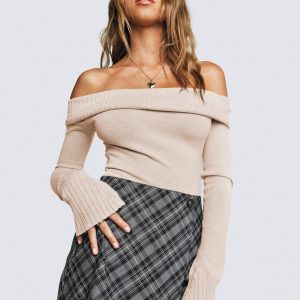 Savani Off The Shoulder Bodysuit Beige