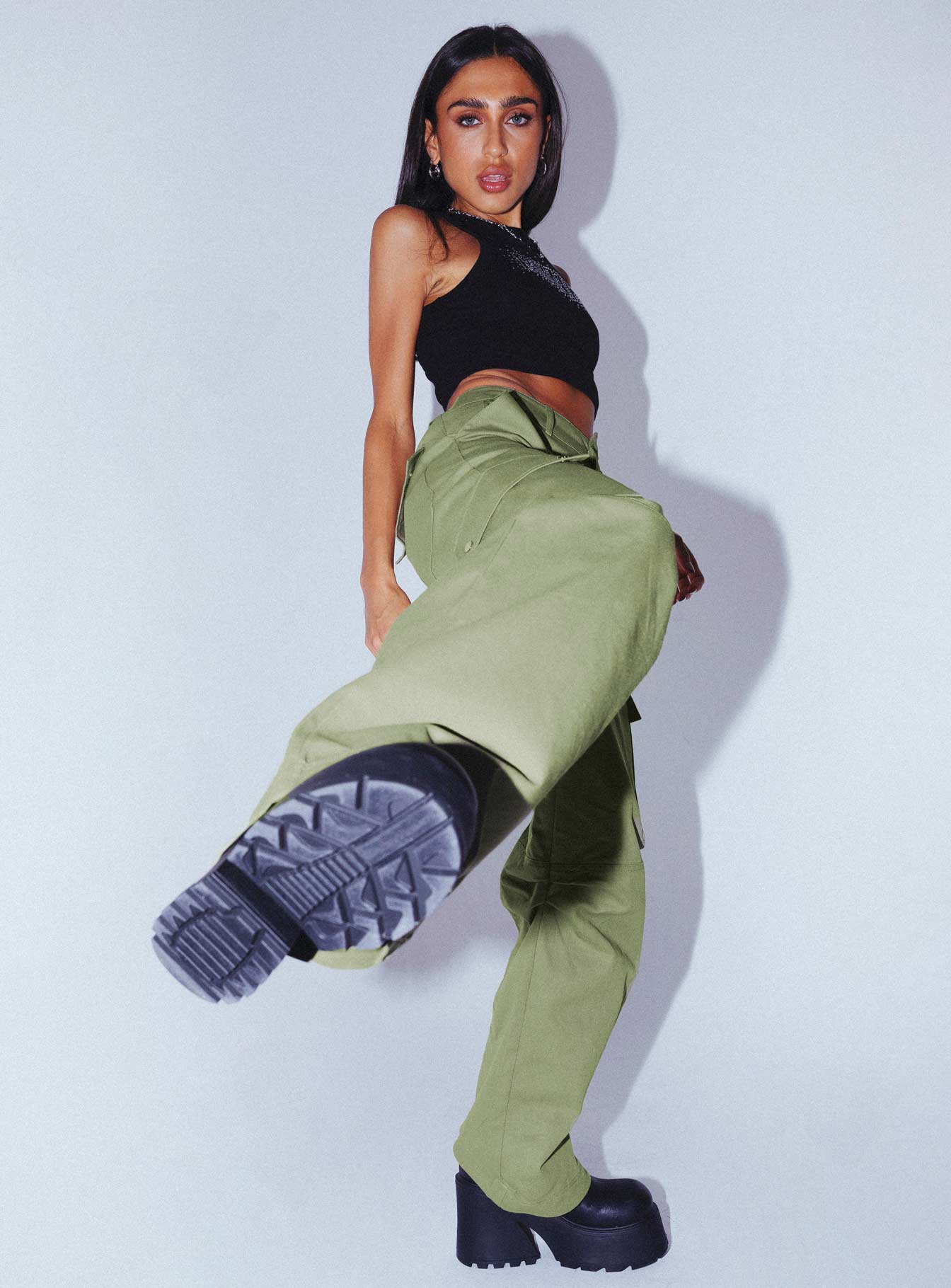 Fallout Mid Rise Cargo Pants Green - Image 11