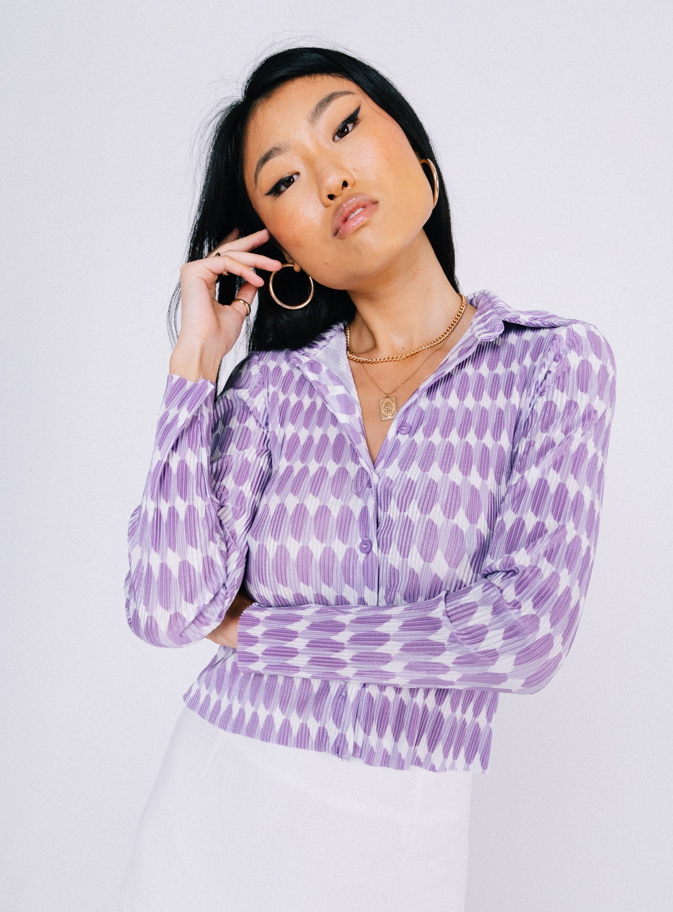 Elody Long Sleeve Top Purple Multi - Image 2
