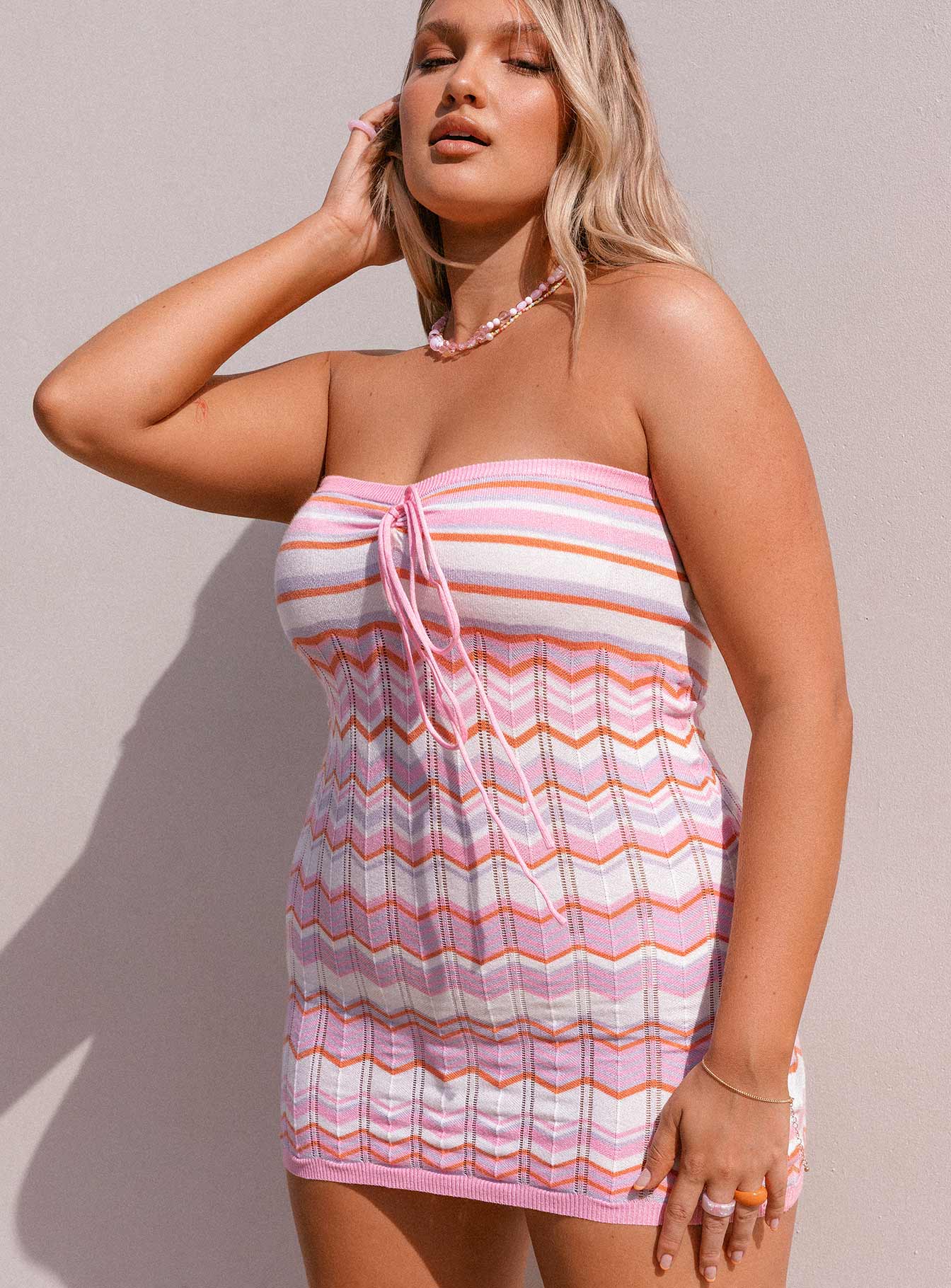 Ariella Mini Dress Pink / White - Image 2