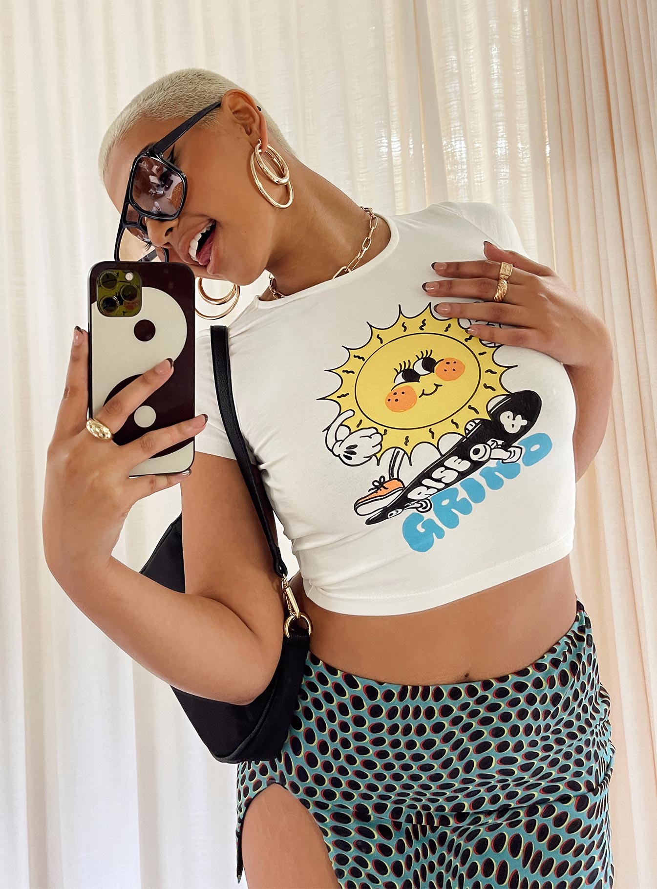 Rise And Grind Cropped Tee White - Image 2