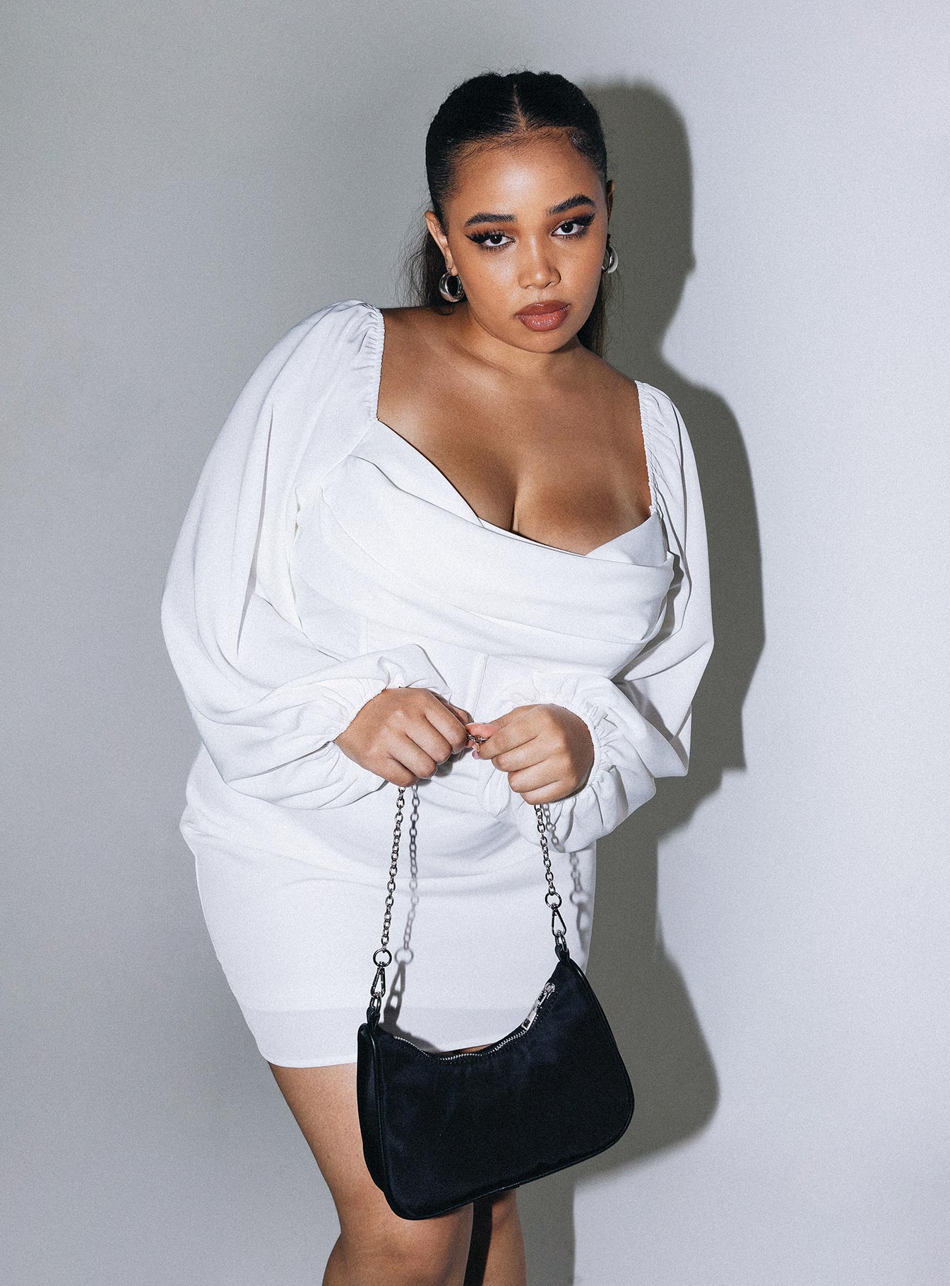 Lillie Long Sleeve Mini Dress White Curve - Image 2