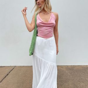 Chels Asymmetric Maxi Skirt White