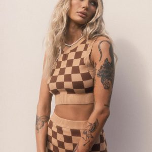 Luci Checker Vest Top Brown
