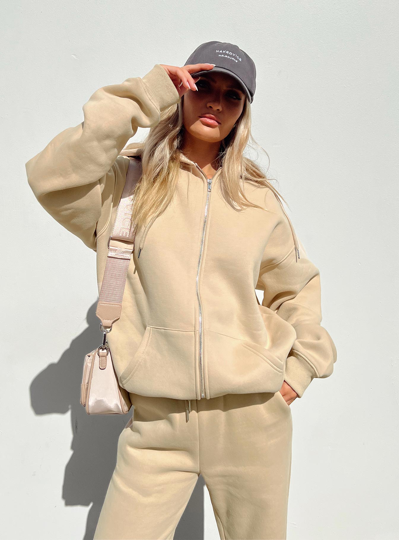 Hoda Zip Up Jacket Beige - Image 6
