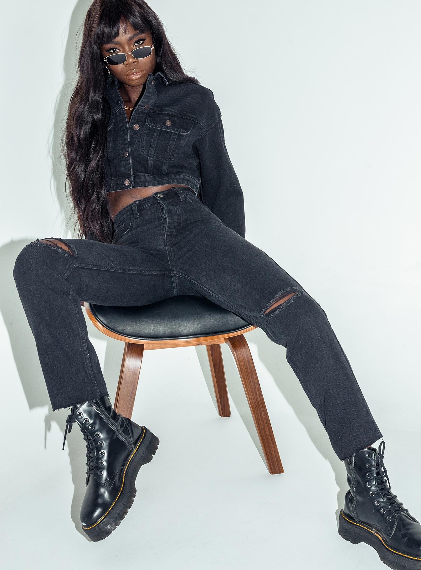 Attica Knee Rip Denim Jeans Black - Image 2