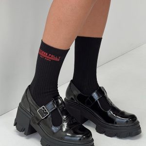 Princess Polly Crew Socks Black / Red