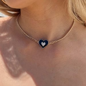 Dalma Heart Necklace Gold / Black