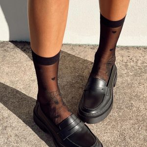 Cianno Heart Stocking Socks Black