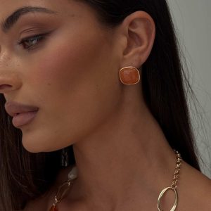 Tiera Gemstone Earrings Gold