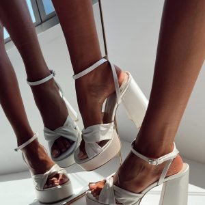 Everlasting Satin Platform Heels Champagne