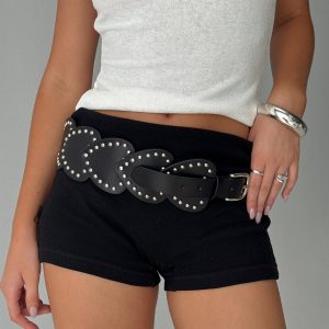 Running Wild Faux Leather Heart Belt Black