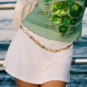 Finesse Beaded Chain Belt Gold