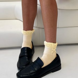 Ceyla Frill Socks Yellow Polka