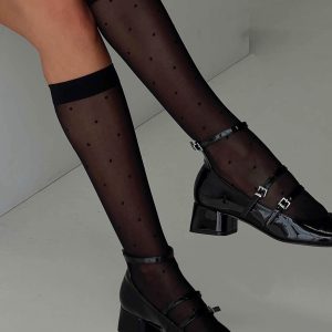Audley Sheer Knee High Socks Black