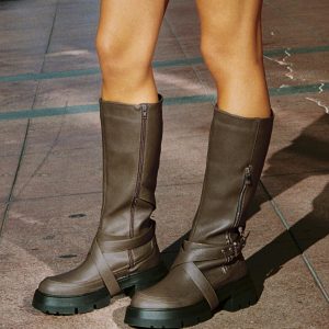 Quinn Knee High Boots Olive