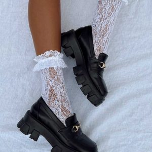 Liani Ruffle Socks White