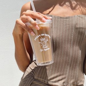 Sorry I'm Latte Iced Coffee Tumbler Clear / White