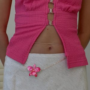 Open Arms Flower Belt Gold / Pink