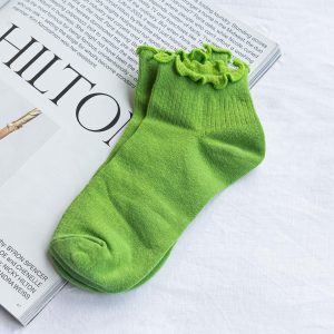 Ribbed Ruffle Socks Matcha