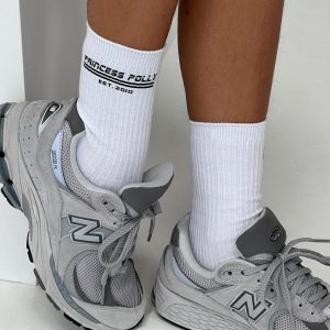 Princess Polly Crew Socks White / Black