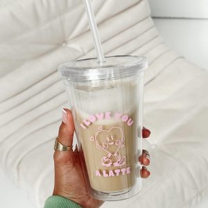 I Love You A Latte Iced Coffee Tumbler Clear / Pink
