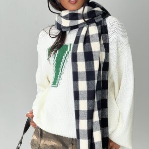 Closed Eyes Scarf Black / White Check