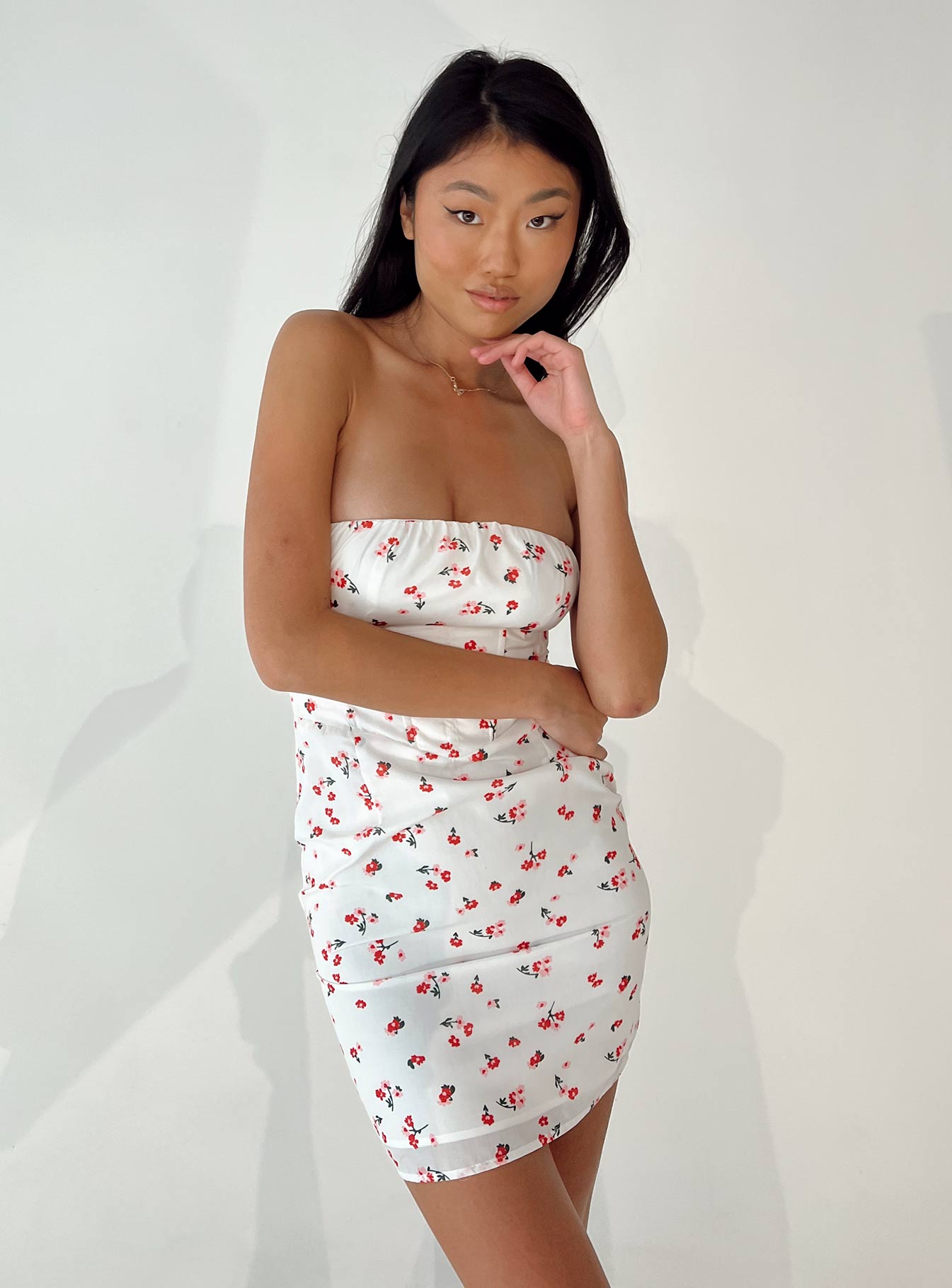 Ivy Corset Mini Dress White Floral - Image 2