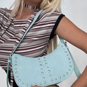 Bright Lights Studded Shoulder Bag Blue