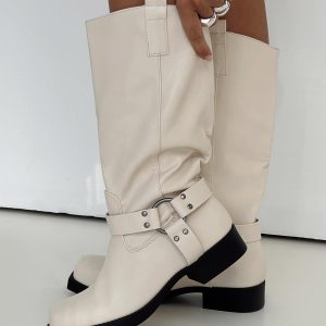 Wrecked Western Boots Cream
