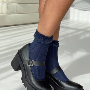 Azura Frill Socks Navy