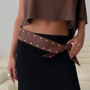 City Of Dreams Faux Leather Belt Brown / Gold