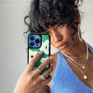 Azul Flower Textured iPhone Case Green Multi