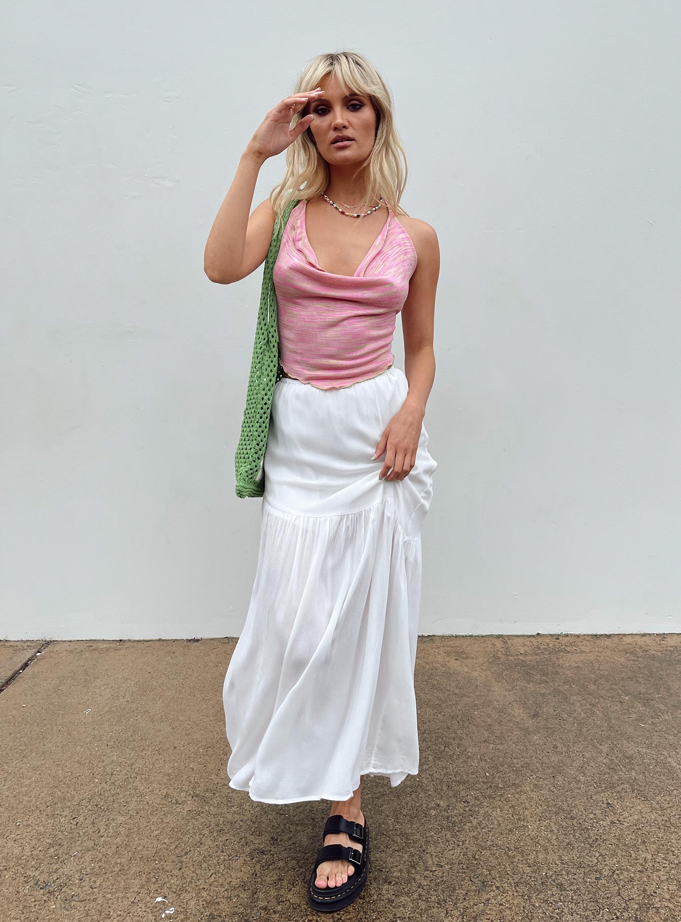 Chels Asymmetric Maxi Skirt White - Image 2