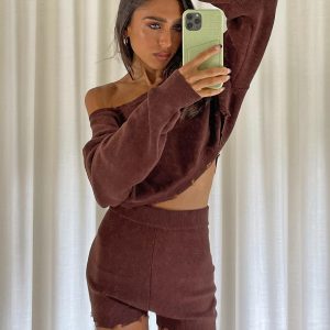 Hazel Knit Shorts Brown