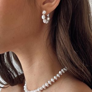 Neaman Pearl Hoop Earrings Gold / White