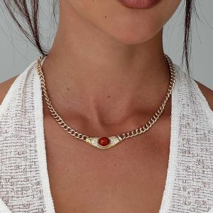 No Place Like Home Necklace Gold / Red