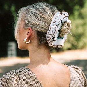 Fancy That Textured Scrunchie Blue Check