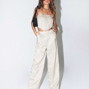 Amalia Pants Beige Satin