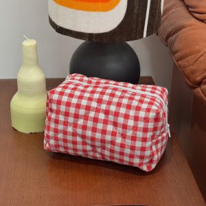 Belize Pouch Red Gingham