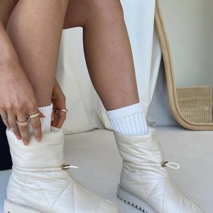 Higgins Quilted Ankle Boots Beige