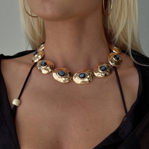 Donella Chunky Stone Necklace Gold