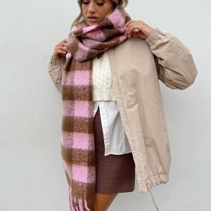 Piero Check Scarf Pink / Brown