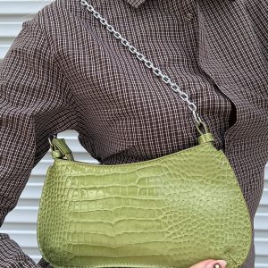 Gwynne Faux Leather Shoulder Bag Green