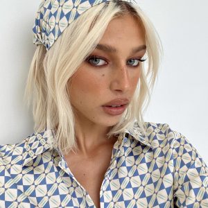 Gilda Hair Scarf Blue Geo