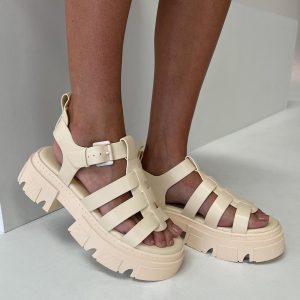Alexis Cage Sandals Stone