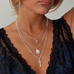 Broken Clocks Layered Necklace Silver