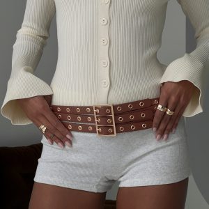 Dusk Dipped Layered Belt Brown / Gold