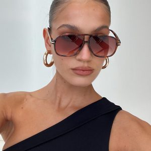 Dore Aviator Sunglasses Brown